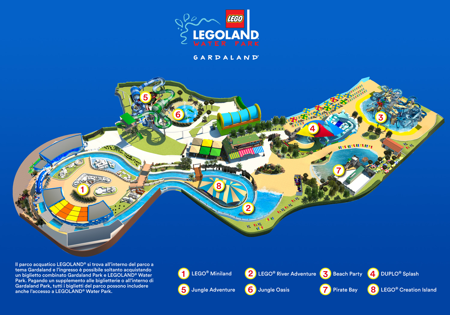 Legoland Waterpark Gardaland - Mappa attrazioni e scivoli 2024