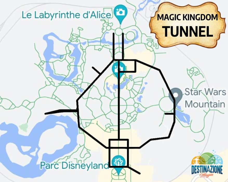 Mappa dei tunnel a Magic Kingdom
